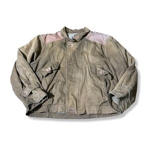 Vintage M. Julian Adventure Leather Bomber Tan Jacket Size 44 XL 90s Outerwear